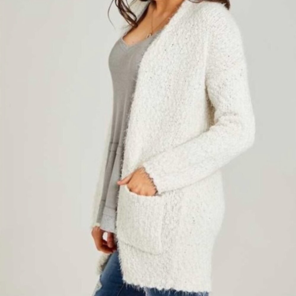 Altar'd State Fuzzy Cardigan Cream Small